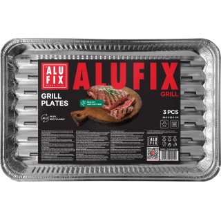 Tacki grillowe ALUFIX Fix-Grill, aluminiowe, prostokątne, 3 szt., Inne, Artykuły higieniczne i dozowniki
