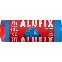 Worki na śmieci ALUFIX, ze ściągaczem, LDPE, 60x60cm, 40l, 15 szt., niebieskie