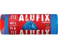 Worki na śmieci ALUFIX, ze ściągaczem, LDPE, 60x60cm, 40l, 15 szt., niebieskie, Worki, Artykuły higieniczne i dozowniki