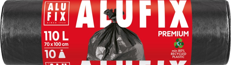 Worki na śmieci ALUFIX, extra mocne, LDPE, 70x100cm, 110l, 10 szt., czarne, Worki, Artykuły higieniczne i dozowniki
