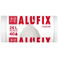 Worki na śmieci ALUFIX, HDPE, 45x50cm, 25l, 40 szt., białe