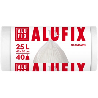 Worki na śmieci ALUFIX, HDPE, 45x50cm, 25l, 40 szt., białe, Worki, Artykuły higieniczne i dozowniki