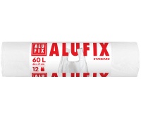 Garbage bags ALUFIX, handle, HDPE, 64x71cm, 60l, 12 pcs, white