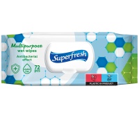 Chusteczki nawilżane antybakteryjne SUPERFRESH, z klapką, 72 szt., Środki czyszczące, Artykuły higieniczne i dozowniki