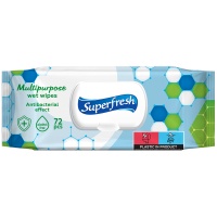 Chusteczki nawilżane antybakteryjne SUPERFRESH, z klapką, 72 szt., Środki czyszczące, Artykuły higieniczne i dozowniki