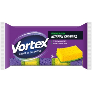 Gąbka kuchenna VORTEX, 5 szt., mix kolor&oacute;w, Akcesoria do sprzątania, Artykuły higieniczne i dozowniki