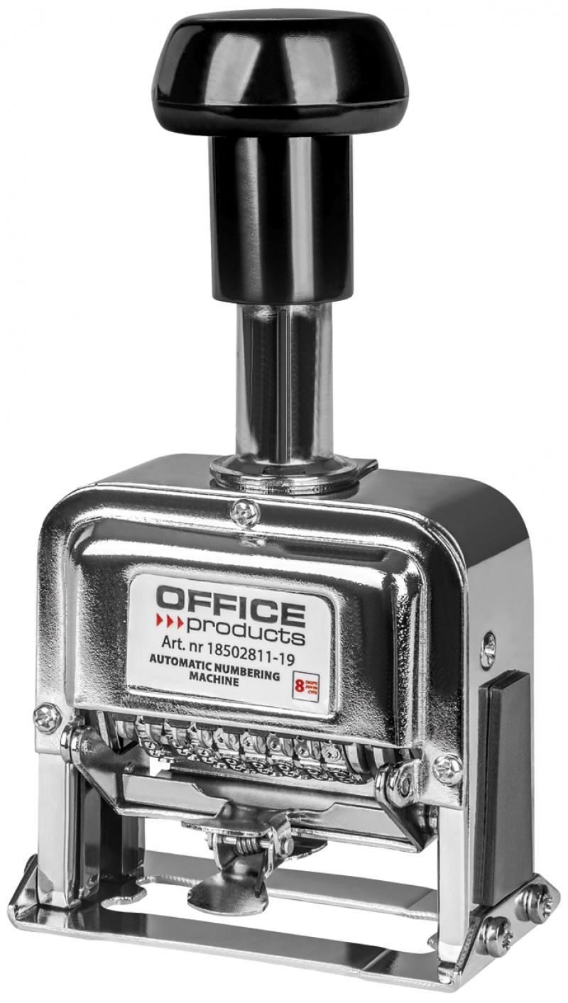 Numerator automatyczny OFFICE PRODUCTS, 8 cyfr, wys. liczb 4,5mm, srebrny, Datowniki, Drobne akcesoria biurowe