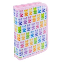 Pi&oacute;rnik szkolny GIMBOO, z wyposażeniem, 1 komora, 1 przekładka, Colorful Teddy Bears, pastelowy r&oacute;żowy, Pi&oacute;rniki, Artykuły szkolne
