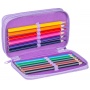 Pi&oacute;rnik szkolny GIMBOO, z wyposażeniem, 2 komory, Jumbo, Flowers, fioletowy, Pi&oacute;rniki, Artykuły szkolne