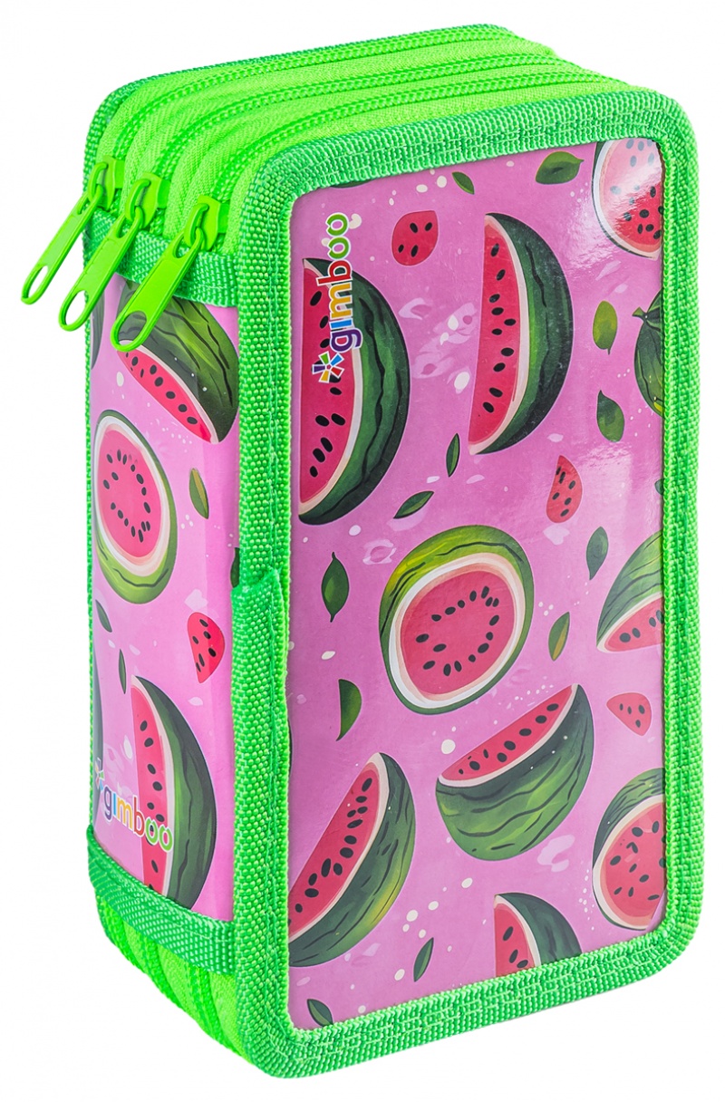 Pi&oacute;rnik szkolny GIMBOO, z wyposażeniem, 3 komory, Watermelon, zielony, Pi&oacute;rniki, Artykuły szkolne