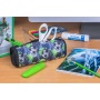 Square silicone pencil case GIMBOO, with print, 210x72x72mm, ball, black-green