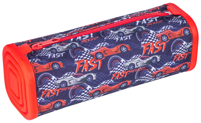 Pi&oacute;rnik silikonowy kwadratowy GIMBOO, z nadrukiem, 210x72x72mm, samoch&oacute;d, czerwono-czarny, Pi&oacute;rniki, Artykuły szkolne