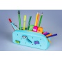 Silicone pencil case GIMBOO, with 4 badges, 200x60x75mm, blue