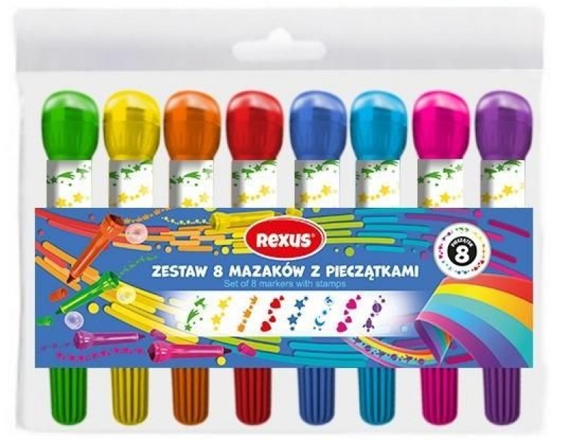 ZESTAW 8 MAZAK&Oacute;W Z PIECZĄTKAMI, Zestawy, Art. do pisania i korygowania