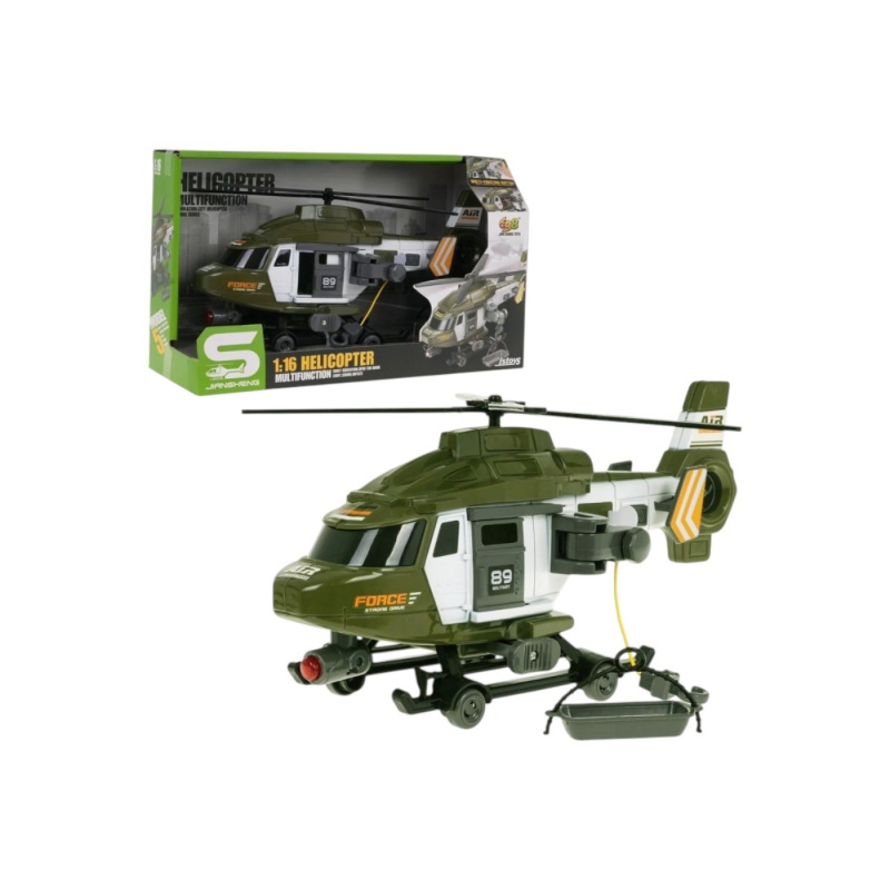 HELIKOPTER WOJSKOWY ŚW./DŹW. W PUDEŁKU, Pojazdy, Zabawki