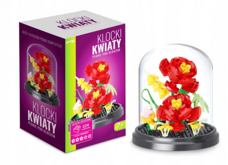 KLOCKI KWIATY - PEONIE POD KLOSZEM 224 EL., Klocki, Zabawki