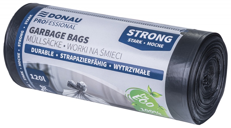 Worki na śmieci DONAU PROFESSIONAL, wytrzymałe, mocne, 120l, 25 szt., czarne, Worki, Artykuły higieniczne i dozowniki