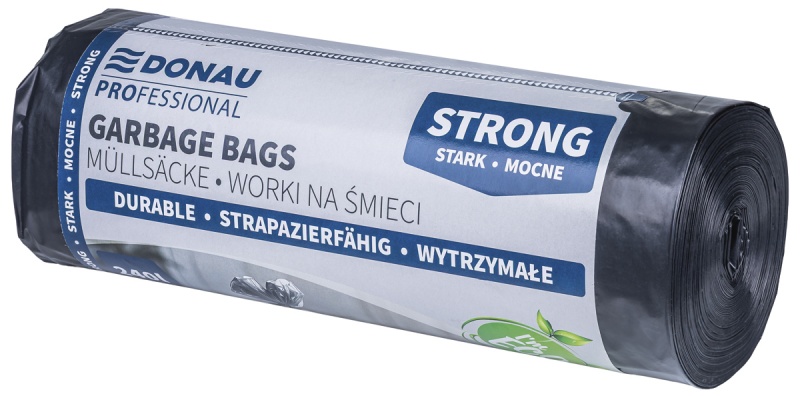 Worki na śmieci DONAU PROFESSIONAL, wytrzymałe, mocne, 240l, 10 szt., czarne, Worki, Artykuły higieniczne i dozowniki