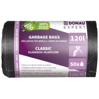 Worki na odpady DONAU EXPERT, klasyczne, LDPE, 120l, 50 szt., czarne, Worki, Artykuły higieniczne i dozowniki