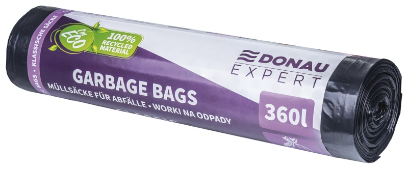Worki na odpady DONAU EXPERT, klasyczne, LDPE, 360l, 10 szt., czarne, Worki, Artykuły higieniczne i dozowniki