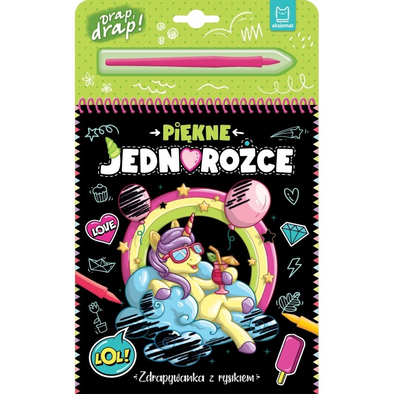 Piękne jednorożce. Zdrapywanka z rysikiem, Zdrapywanki, Książeczki