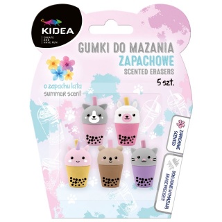 GUMKI DO MAZANIA ZAPACHOWE SHAKE 5szt.KIDEA, Gumki, Art. do pisania i korygowania