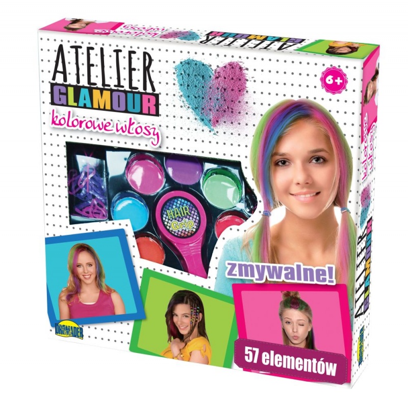 ATELIER GLAMOUR KOLOROWE WŁOSY, Dla dziewczynki, Zabawki