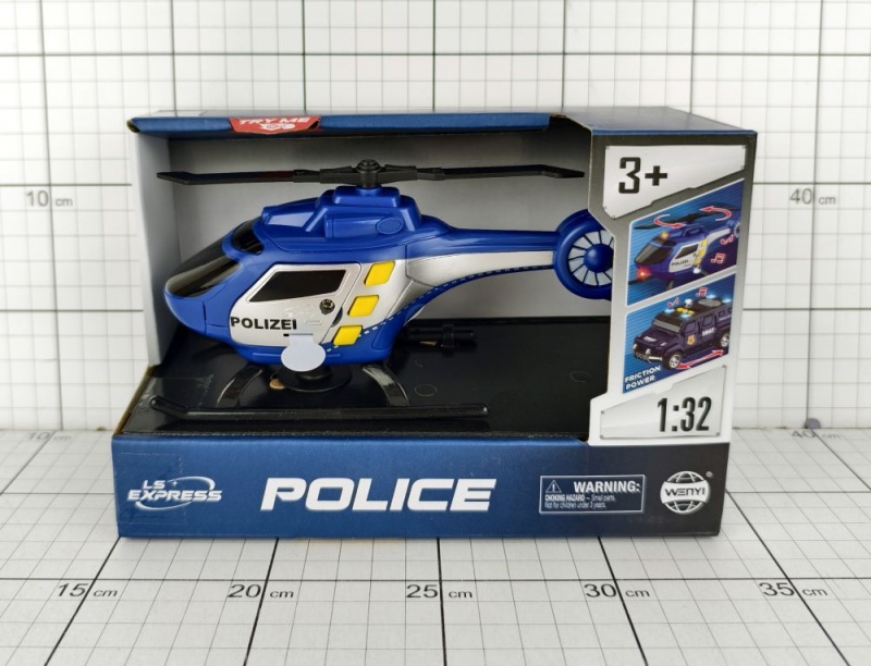 HELIKOPTER POLICYJNY ŚW.\DŹW. W PUDEŁKU, Pojazdy, Zabawki