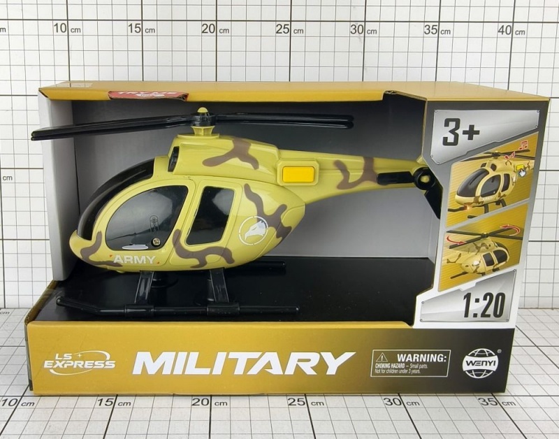 HELIKOPTER WOJSKOWY ŚW./DŹW. W PUDEŁKU, Pojazdy, Zabawki