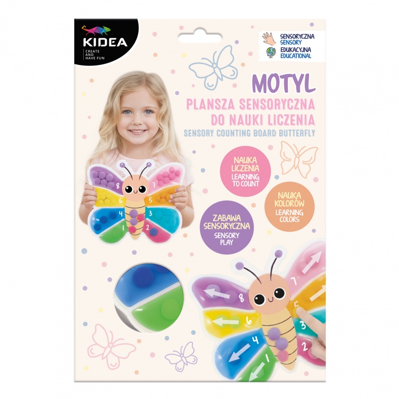 PLANSZA SENSORYCZNA DO NAUKI LICZENIA MOTYL KIDEA, Edukacyjne, Zabawki