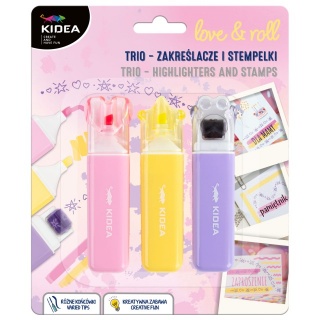 TRIO LOVE & ROLL ZAKREŚLACZE I STEMPELKI KIDEA, Zakreślacze, Art. do pisania i korygowania