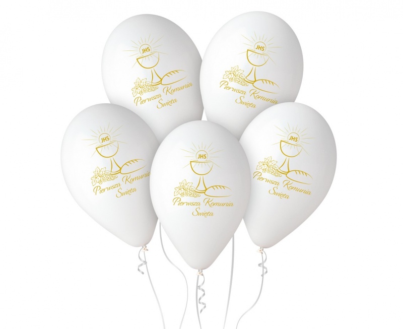 BALONY 12" PREMIUM I KOMUNIA ŚW.KIELICH 5szt., Balony, Art. na okazje i przyjęcia