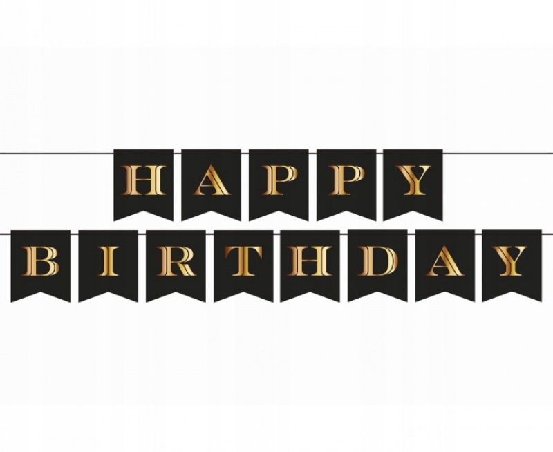GIRLANDA PAPIEROWA HAPPY BIRTHDAY B&G PARTY 250cm., Balony, Art. na okazje i przyjęcia