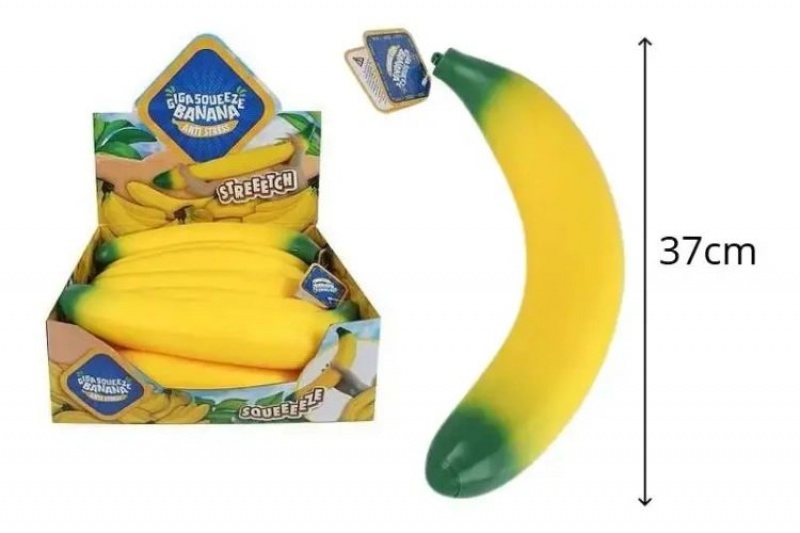 BANAN GIGANT DO SCISKANIA 37CM, Gluty, gniotki, Zabawki