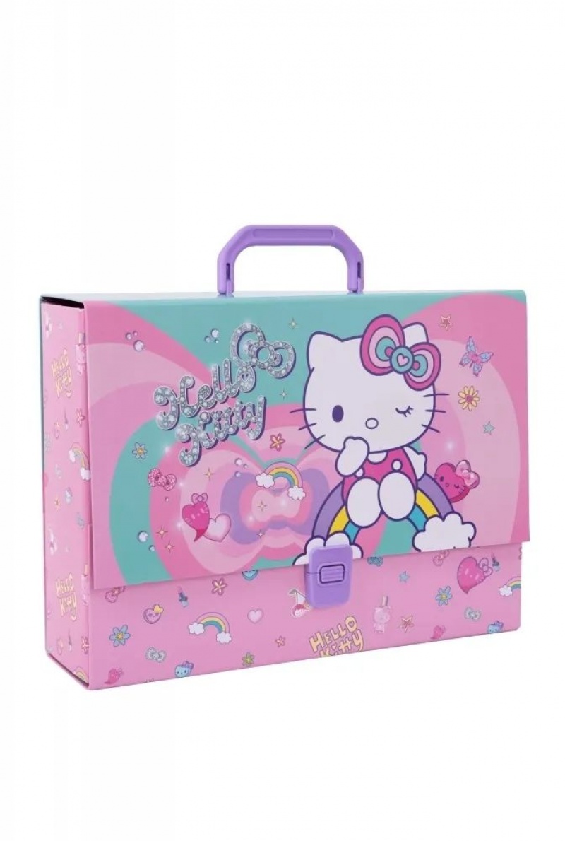 TECZKA PRZESTRZENNA TEKT.A4 Z RĄCZKĄ HELLO KITTY, Teczki przestrzenne, Organizacja dokument&oacute;w