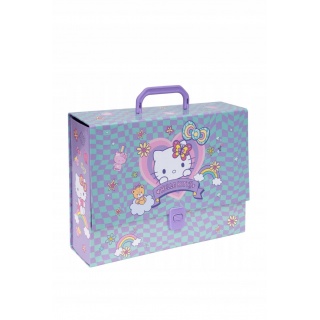TECZKA PRZESTRZENNA TEKT.A4 Z RĄCZKĄ HELLO KITTY, Teczki przestrzenne, Organizacja dokument&oacute;w