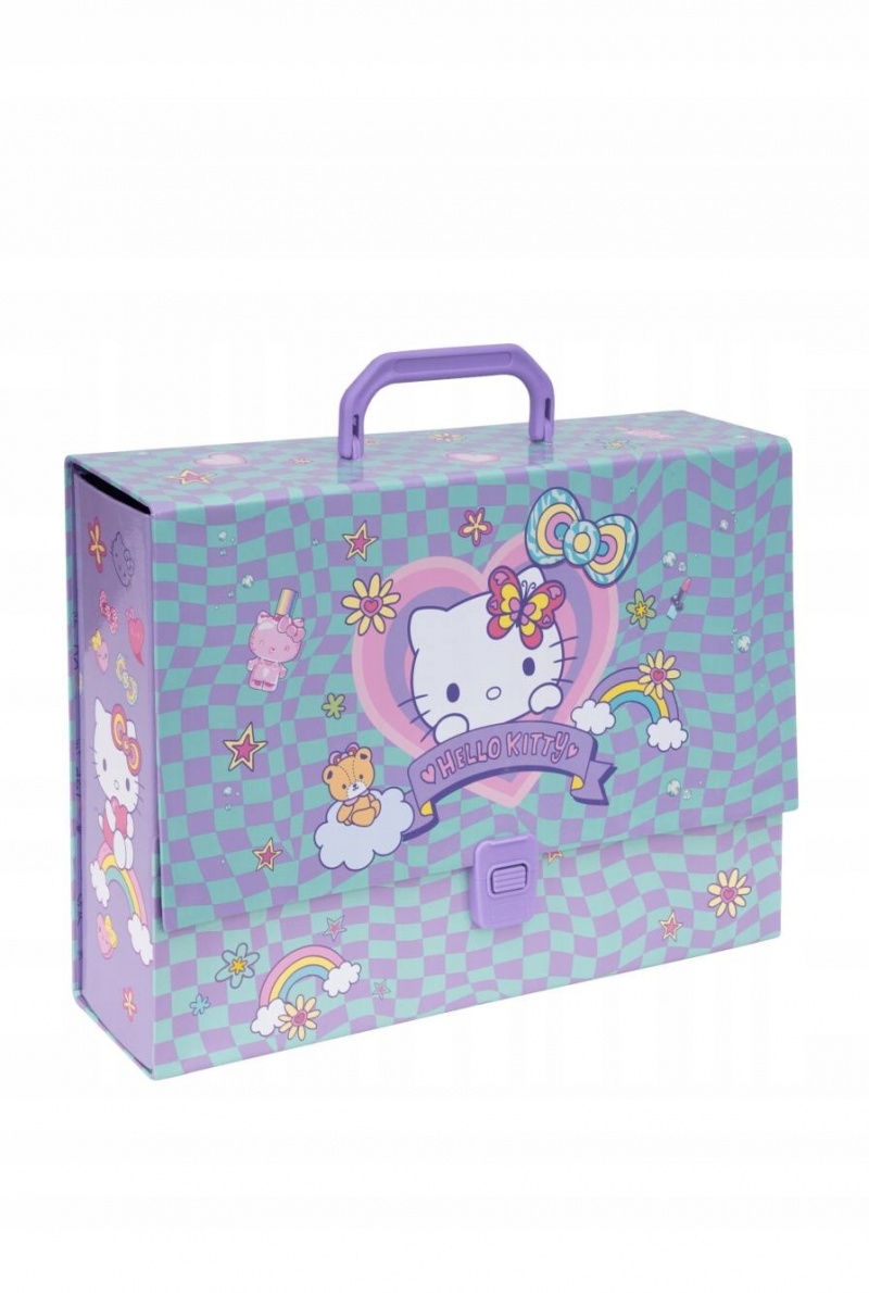 TECZKA PRZESTRZENNA TEKT.A4 Z RĄCZKĄ HELLO KITTY, Teczki przestrzenne, Organizacja dokument&oacute;w