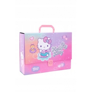 TECZKA PRZESTRZENNA TEKT.A4 Z RĄCZKĄ HELLO KITTY, Teczki przestrzenne, Organizacja dokument&oacute;w