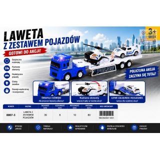 LAWETA Z ZESTAWEM POJAZD&Oacute;W 8867-3 IMP, Pojazdy, Zabawki