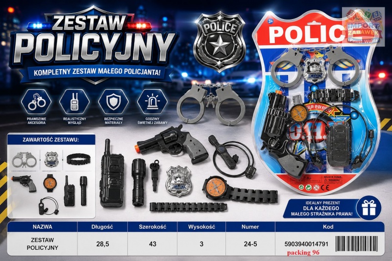 ZESTAW POLICYJNY 24-5 IMP, Dla chłopca, Zabawki