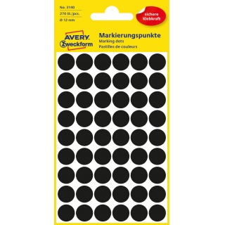 ETYKIETY K&Oacute;ŁKA śr. 12mm CZARNE, Etykiety samoprzylepne i inne, Galanteria papiernicza