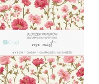 BLOCZEK PAPIER&Oacute;W 8x8cm.100k.ROSE MIST, Scrapbooking, Art. kreatywne