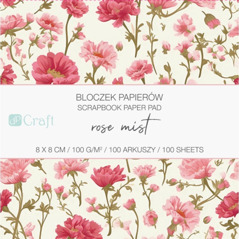 BLOCZEK PAPIER&Oacute;W 8x8cm.100k.ROSE MIST, Scrapbooking, Art. kreatywne