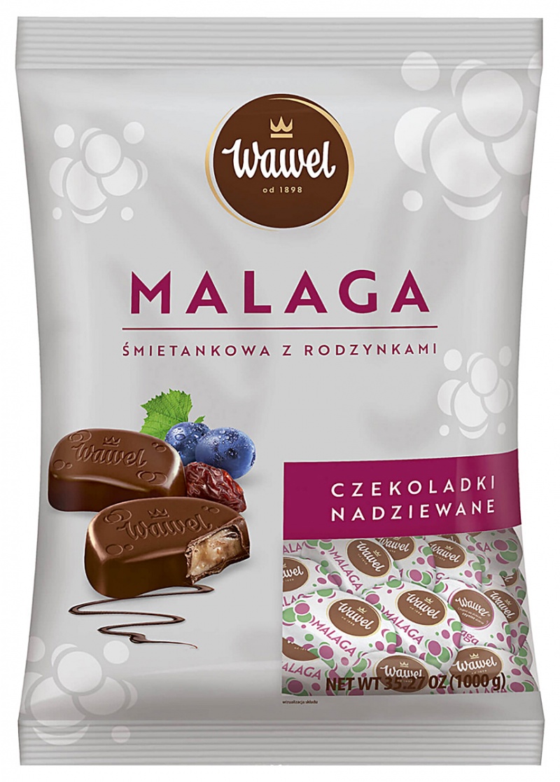 Czekoladki nadziewane WAWEL Malaga, 1kg, Czekoladki, Artykuły spożywcze