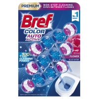 Kulki myjąco-zapachowe do toalet BREF Color Auto Active Flower, barwiące, 3x50g, Środki czyszczące, Artykuły higieniczne i dozowniki