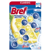 Kulki myjąco-zapachowe do toalet BREF Power Aktiv Lemon, 3x50g, Środki czyszczące, Artykuły higieniczne i dozowniki