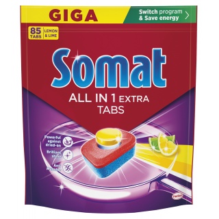 Tabletki do zmywarki SOMAT All in 1 Extra Lemon, 85 szt., Środki czyszczące, Artykuły higieniczne i dozowniki