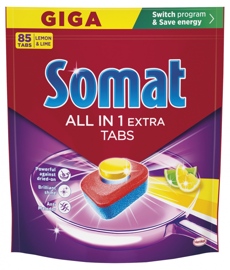 Tabletki do zmywarki SOMAT All in 1 Extra Lemon, 85 szt., Środki czyszczące, Artykuły higieniczne i dozowniki