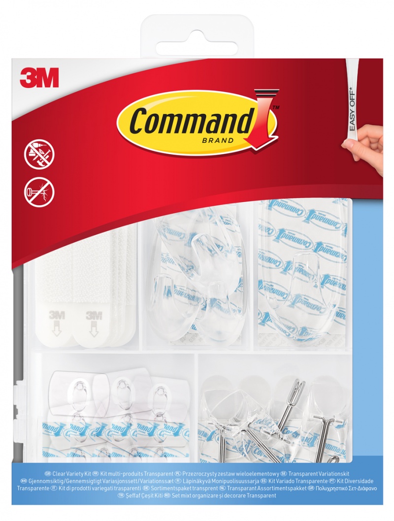 Hook and strip set COMMAND&trade; (17232-EU), transparent