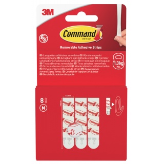 Uniwersalne paski samoprzylepne COMMAND&trade; (17021-8-EU), usuwalne, średnie, 8 pask&oacute;w, Haczyki, Prezentacja